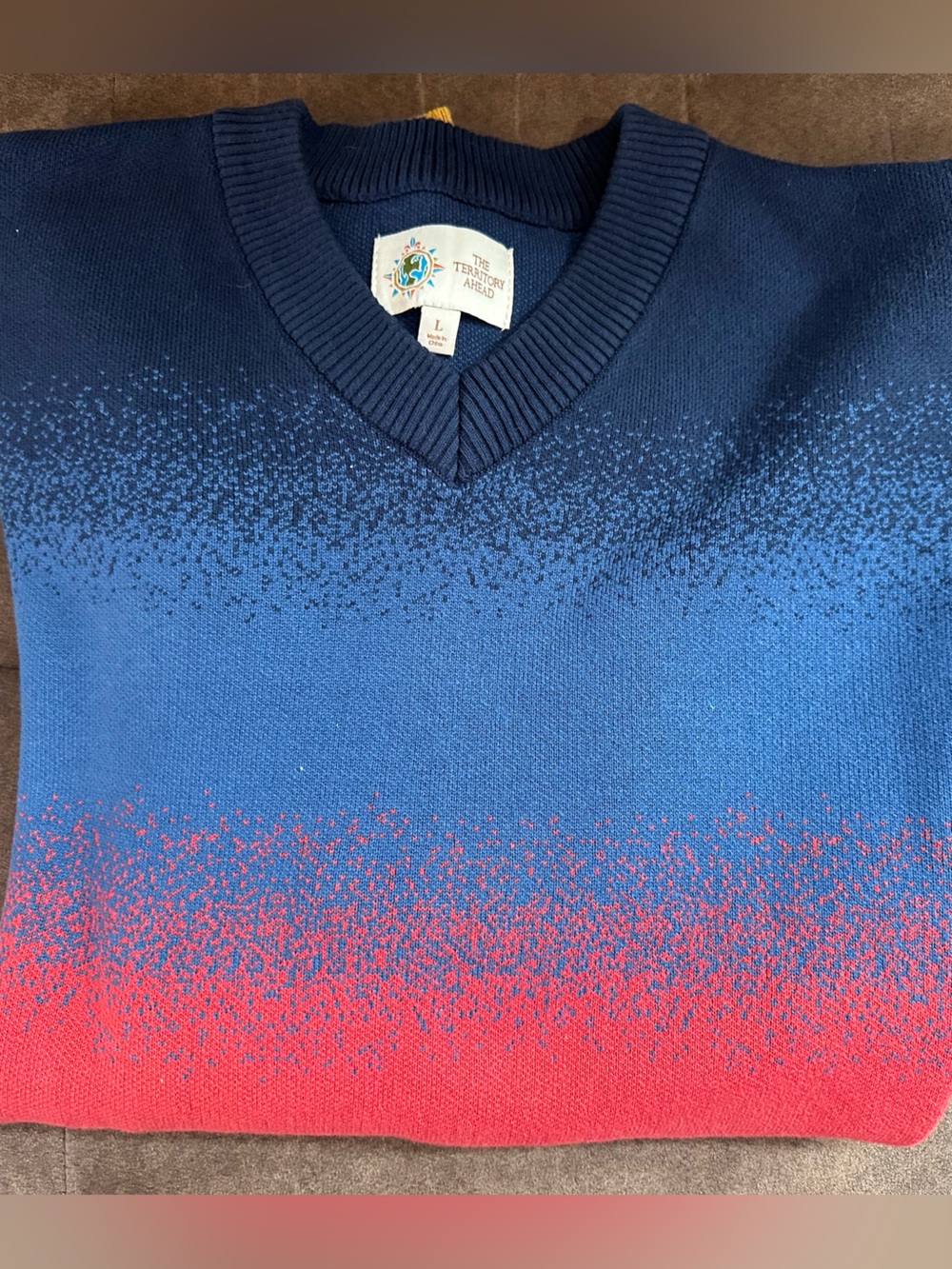 Men's Gradient Crewneck Sweater in Navy, Blue & Red The Territory Ahead Large